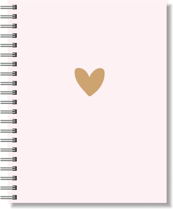 Stationery & gift Notebook A5 softcover pink & brown heart