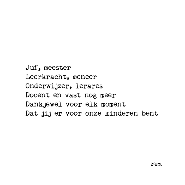Papierpleziertjes: kaart + envelop juf en meester