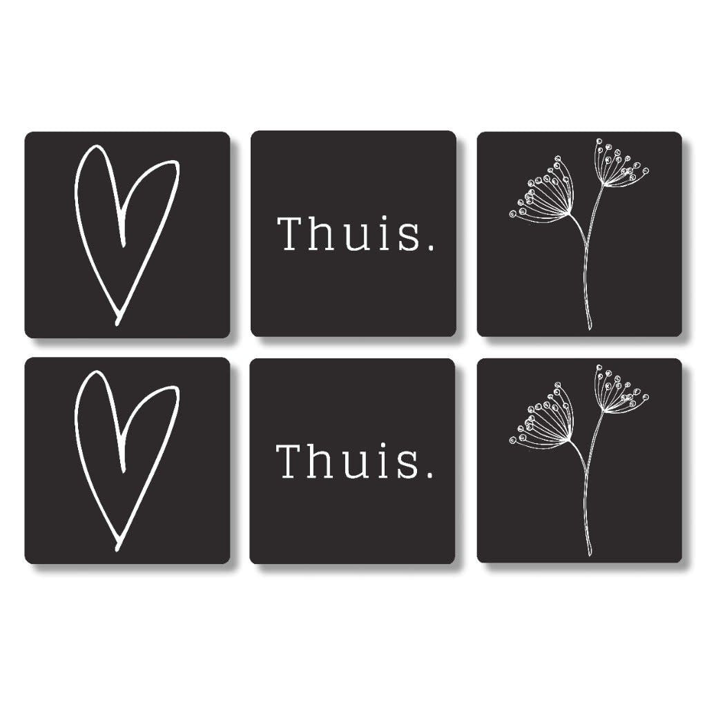 The big gifts: Onderzetters 6 stuks - zwart