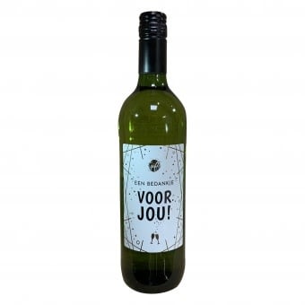 The big gifts: wijnfles wit "een bedankje voor jou"