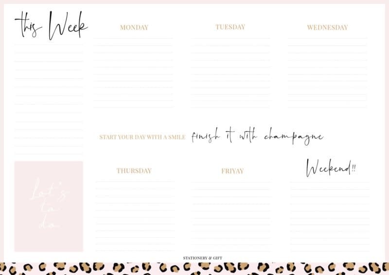 Stationery & gift Weekly Planner | Pink Leopard Collection A4