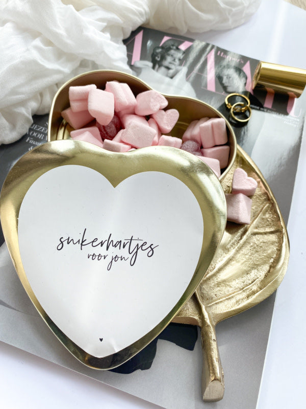 Stationery & gift Gouden hart | Suikerhartjes voor jou! | Wit