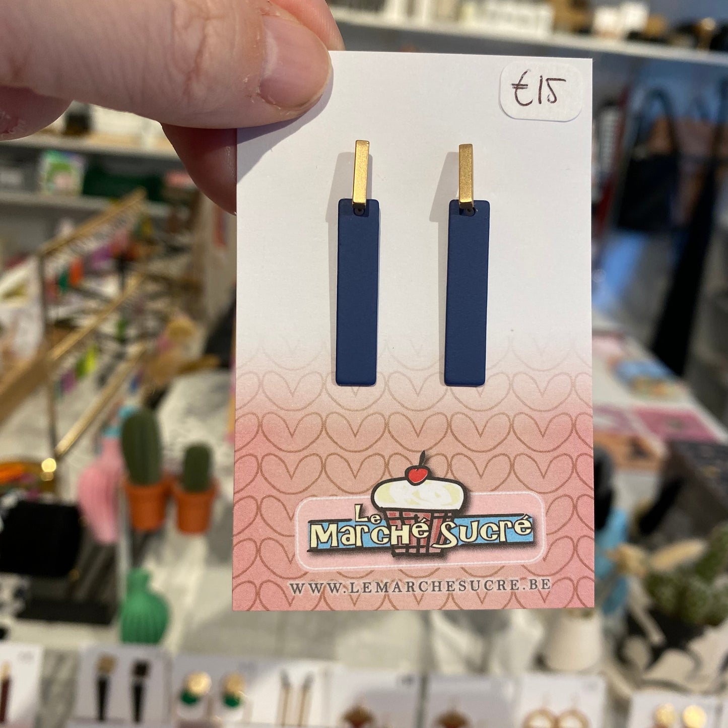 Le marché sucré: oorbellen stekers - goud + blauw