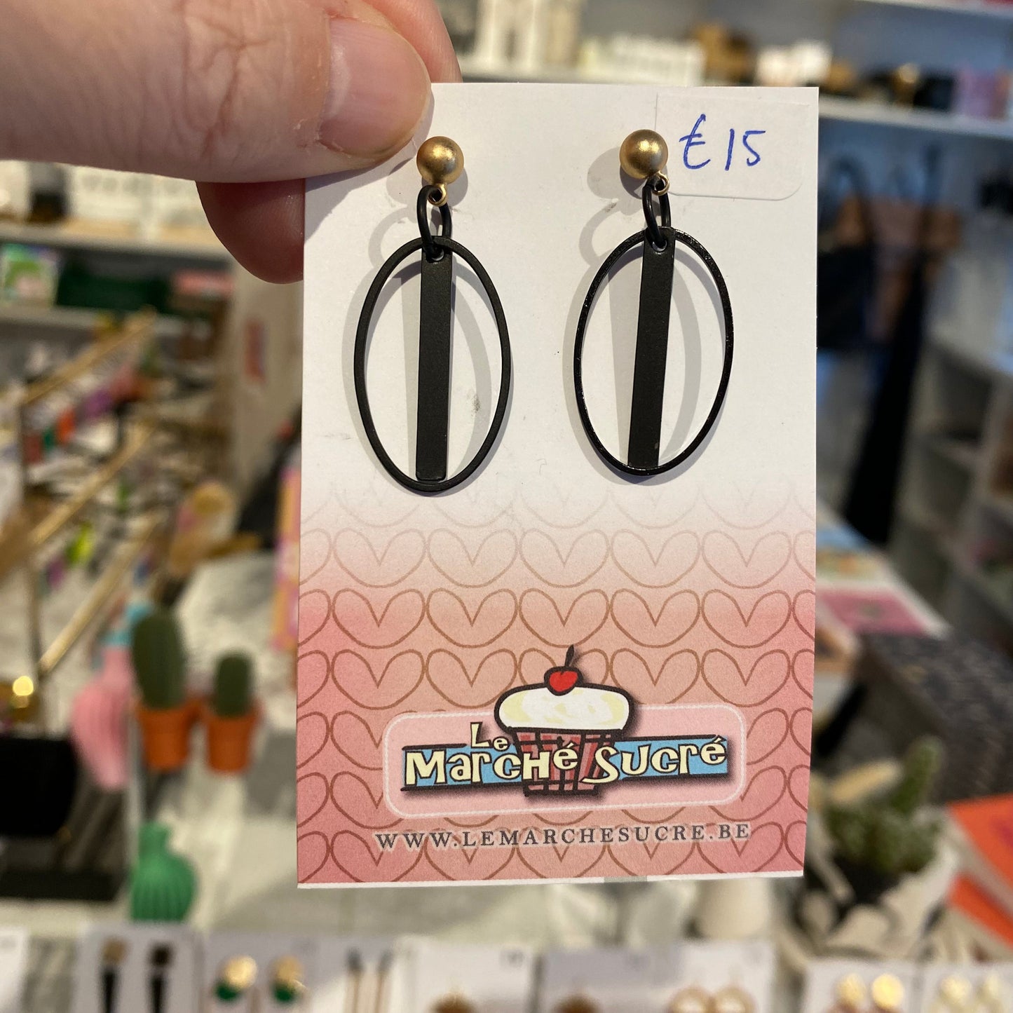 Le marché sucré: oorbellen stekers - goud + zwart
