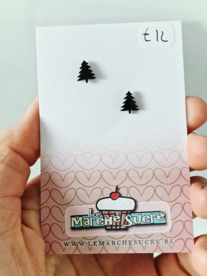 Le Marché Sucré: oorbellen stekers kerstboom - zwart