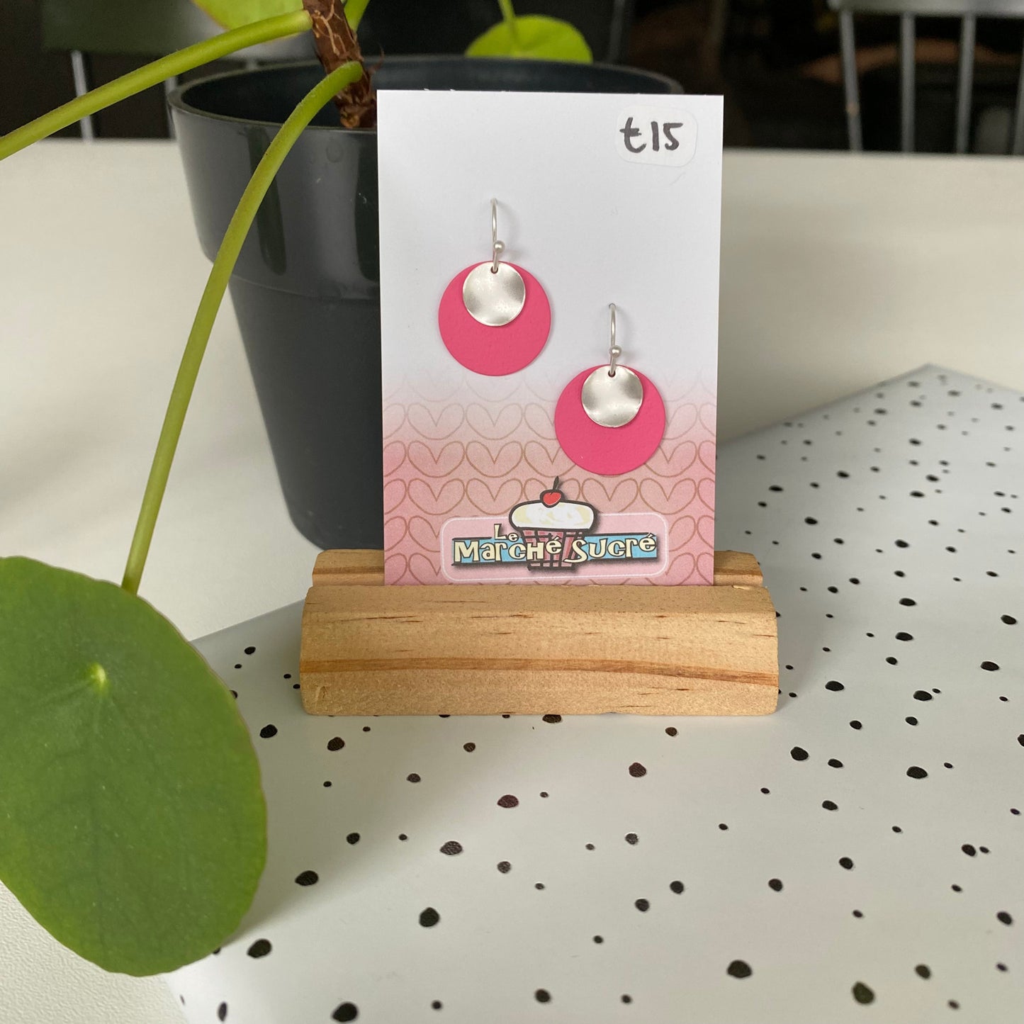 Le marché sucré: oorbellen - zilver + roze