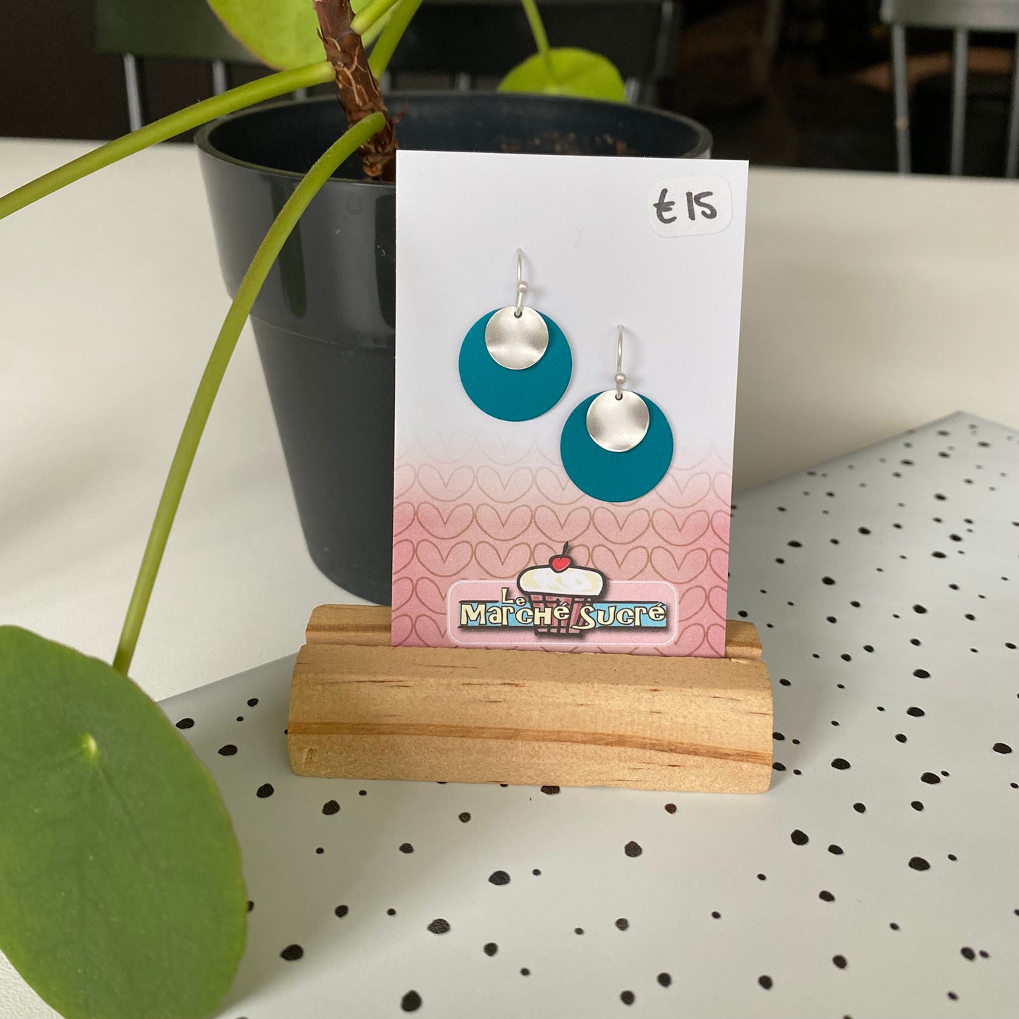 Le marché sucré: oorbellen - zilver + petrol