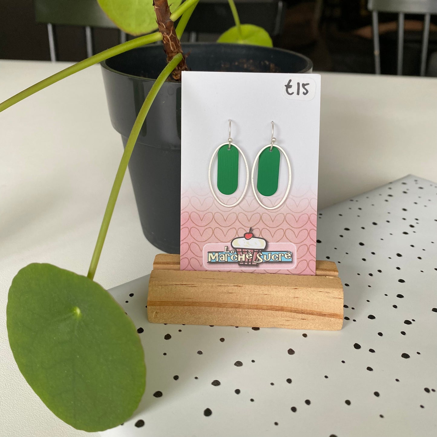 Le marché sucré: oorbellen - zilver + groen