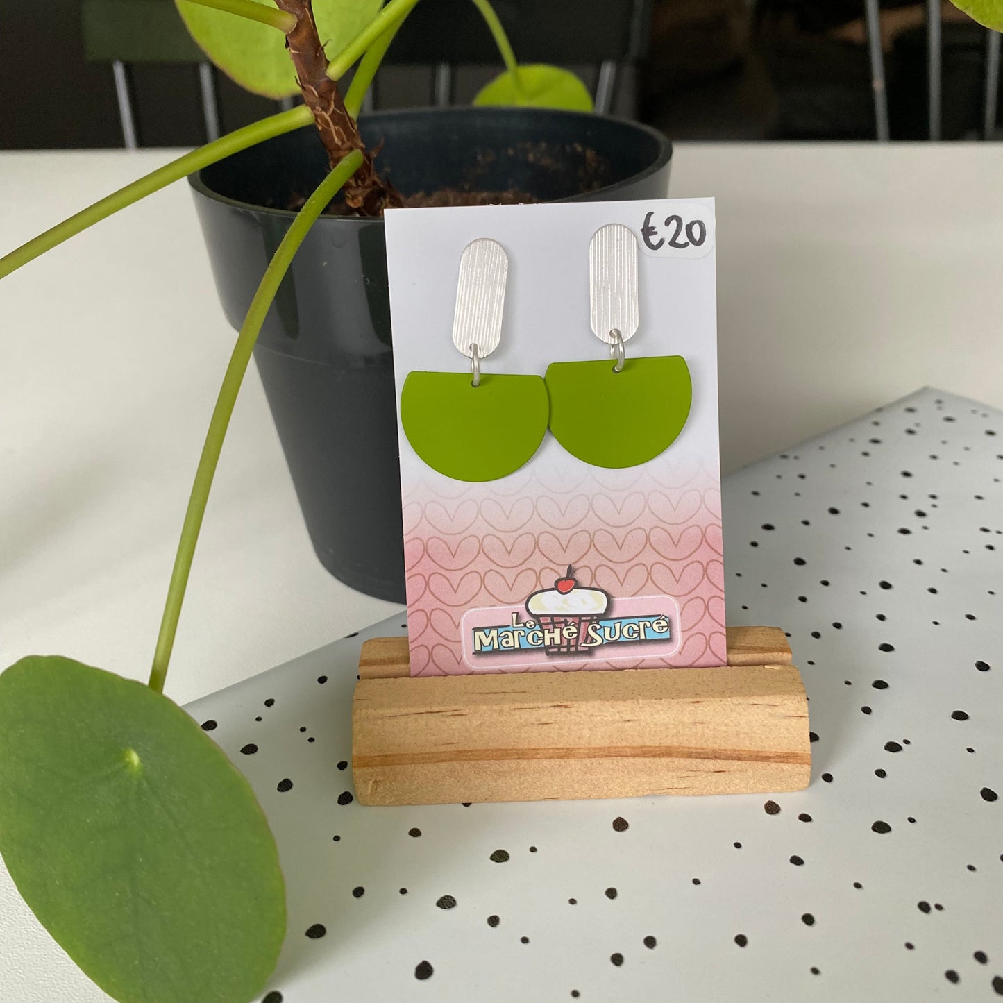 Le marché sucré: oorbellen - zilver + groen