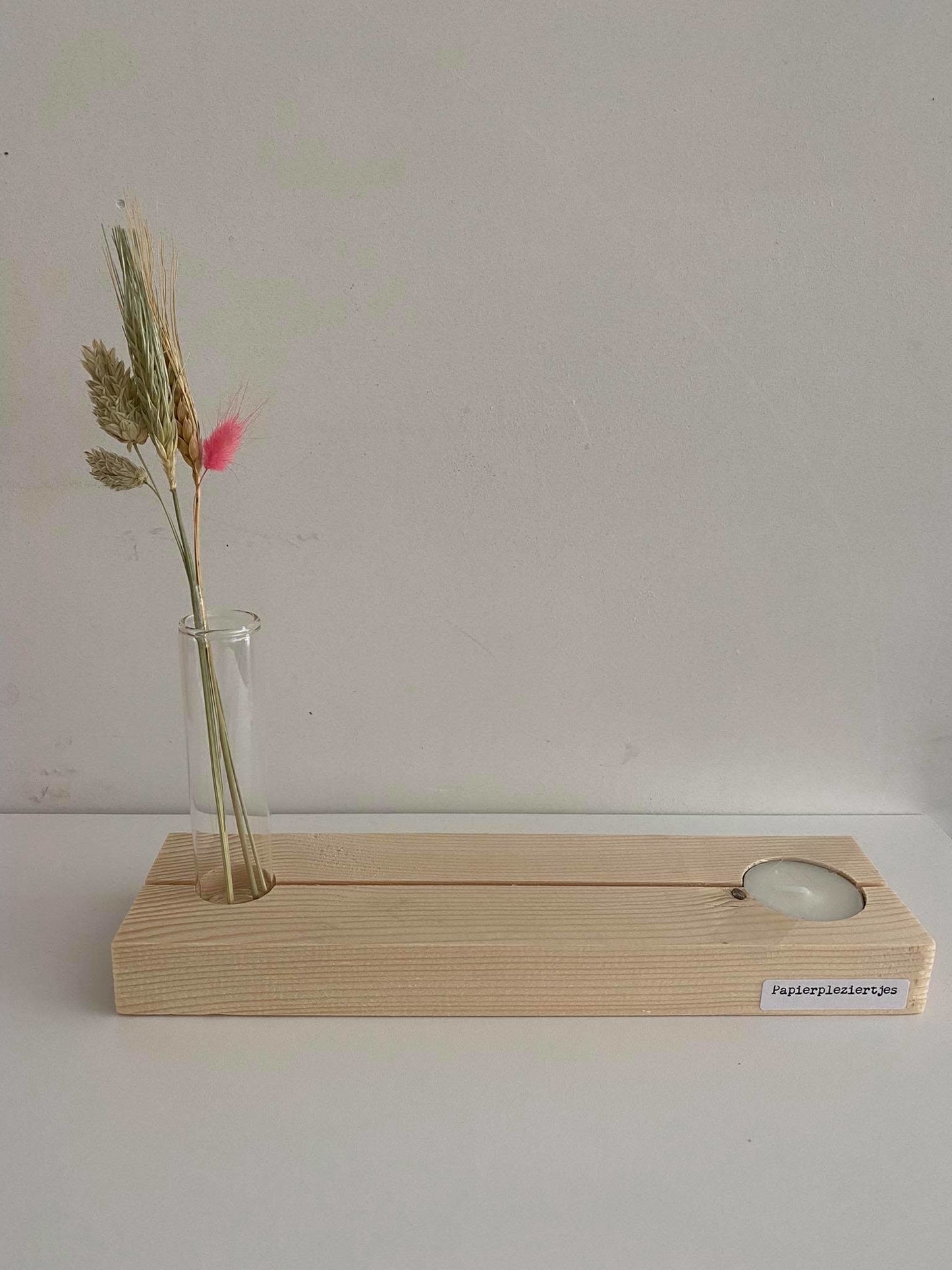 Papierpleziertjes Plankpleziertje bloem kaarsje + buisje