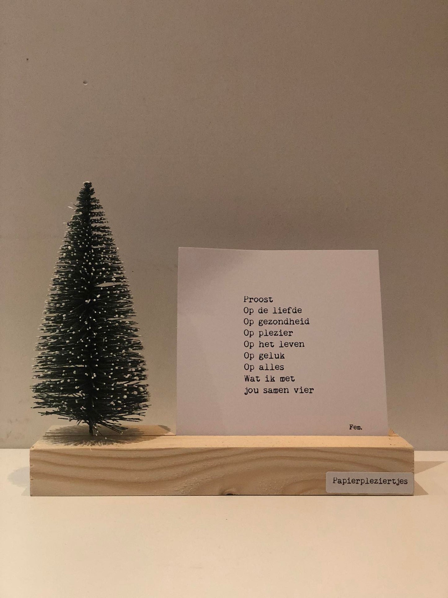 Papierpleziertjes Plankpleziertje Plankplezier Kerstboom Groen/sneeuw