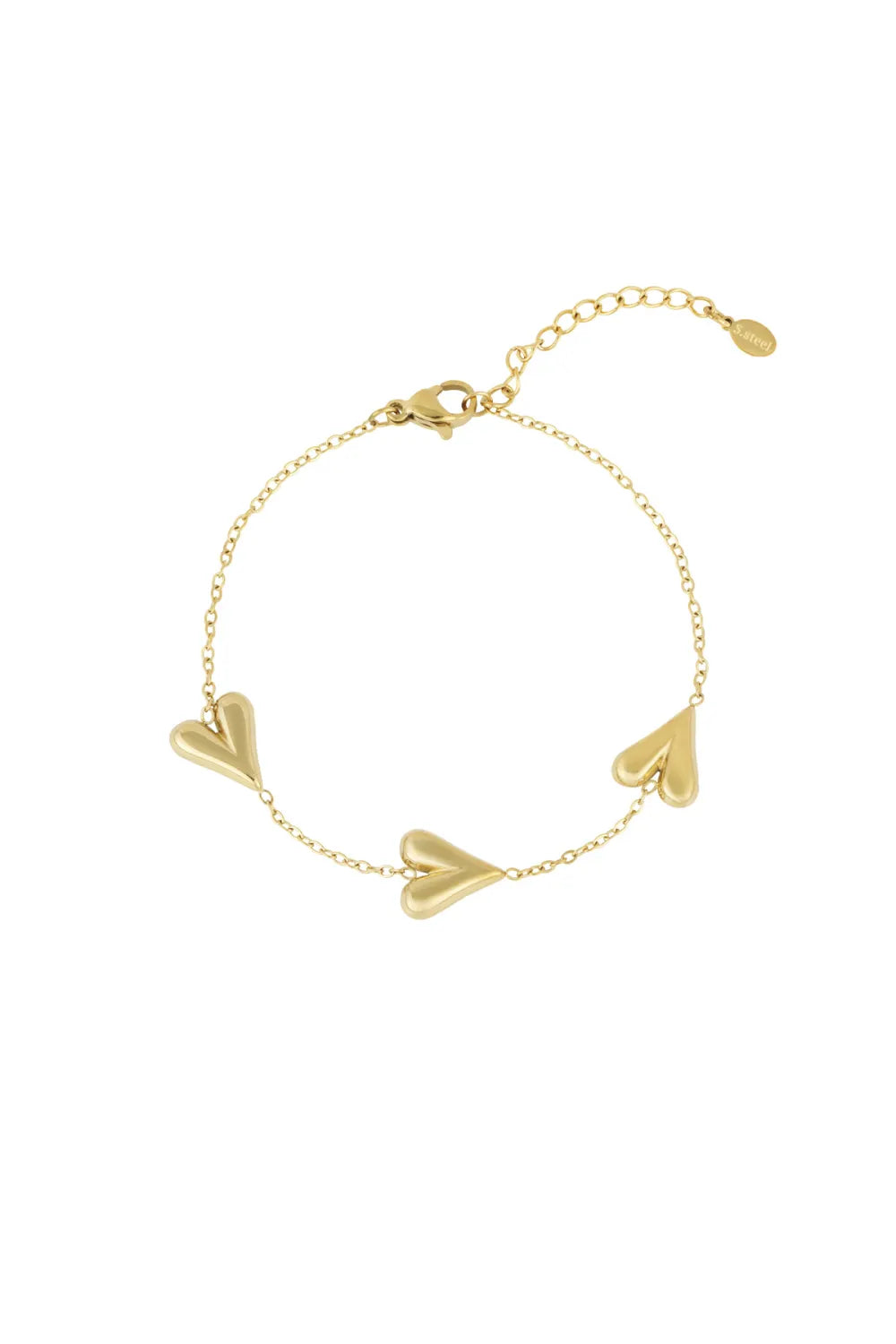 Armband met drie hartjes - goud
