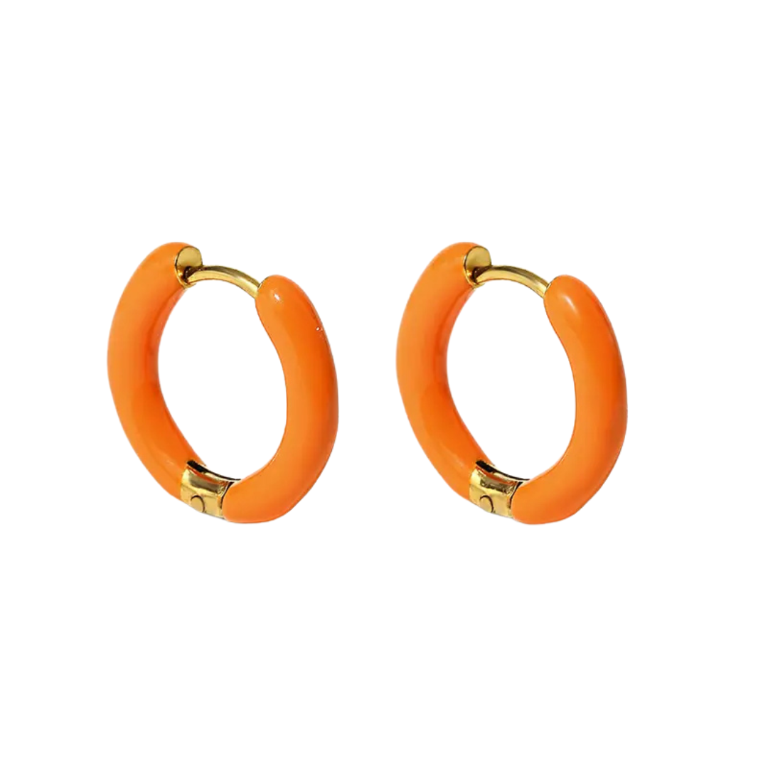 Oorbellen - gekleurde ring - oranje