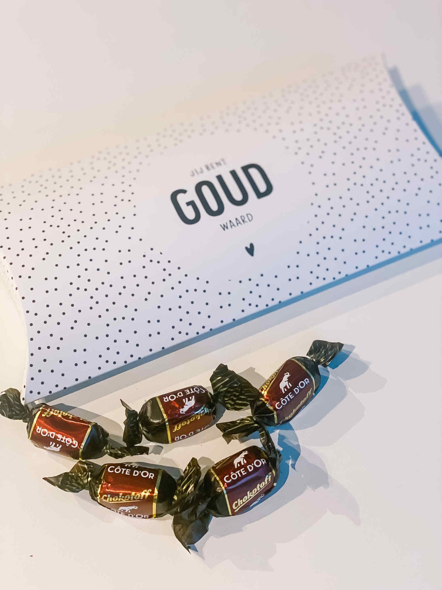 Liefz: gondeldoosje met 15 chocotoffs - Jij bent goud waard