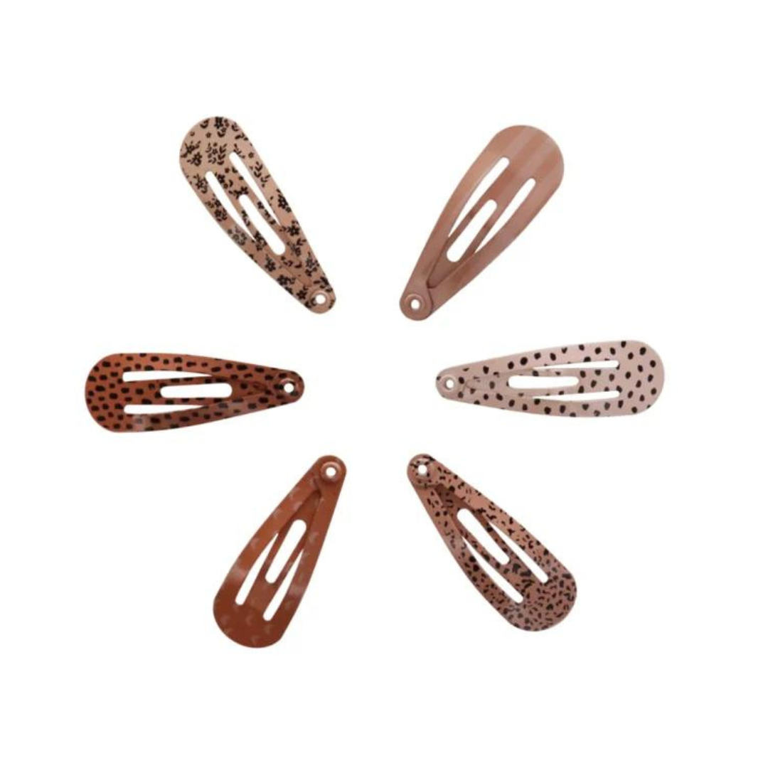 Van Pauline: haarclips beer - Stripe en moon 3 cm (per 12)
