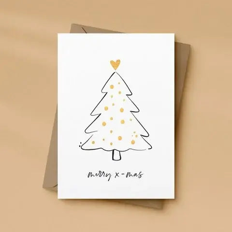 Letters & lines: kaart a6 goudfolie - merry x-mas