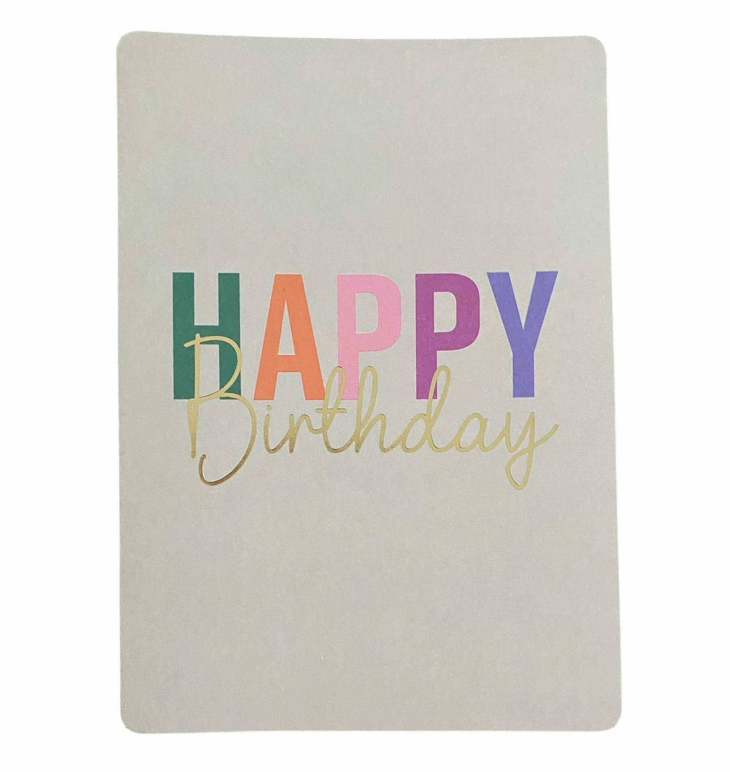 KP: kaartje a6 - Happy Birthday (beige achtergrond)