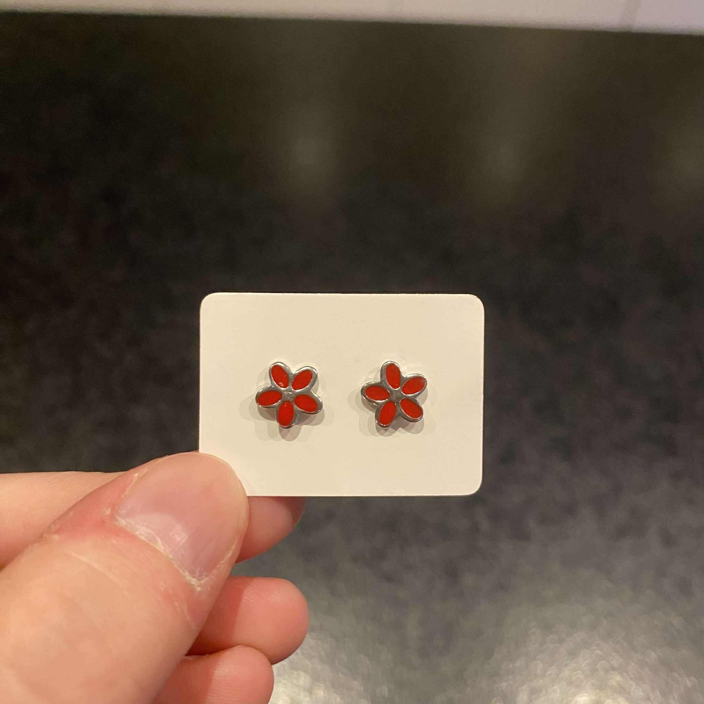 oorbellen - bloemetjes - rood