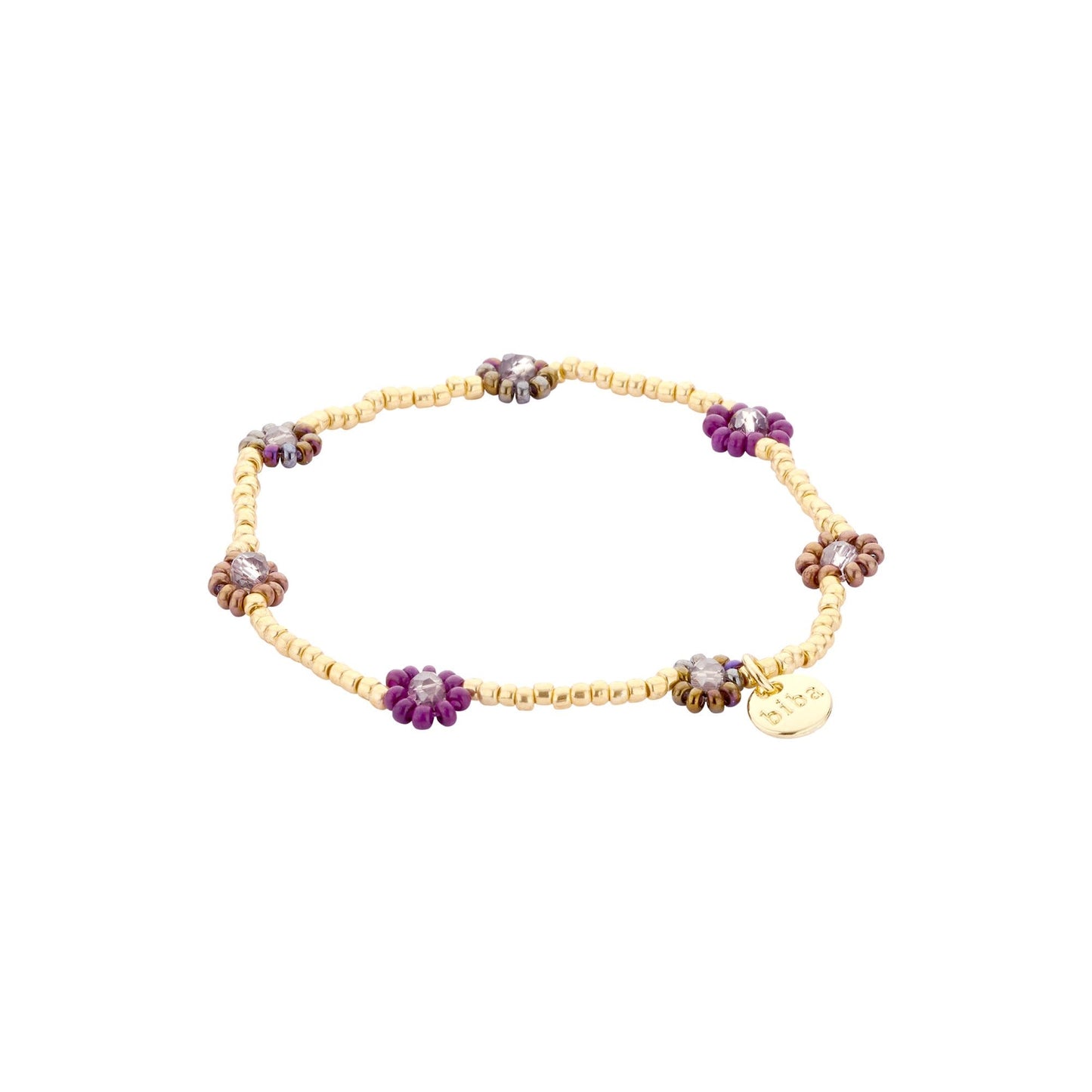Biba: armbandje elastiek - bloemetjes + pareltjes 55564MIX05