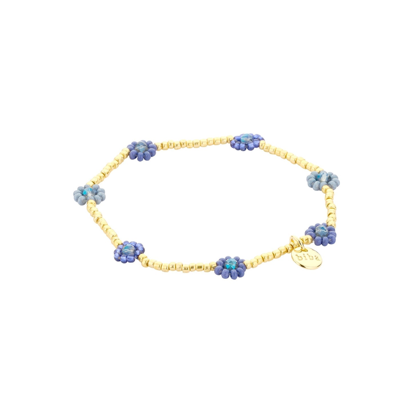 Biba: armbandje elastiek - bloemetjes + pareltjes 55564MIX08