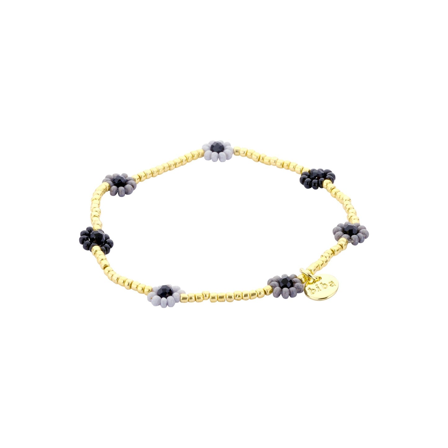 Biba: armbandje elastiek - bloemetjes + pareltjes 55564MIX12