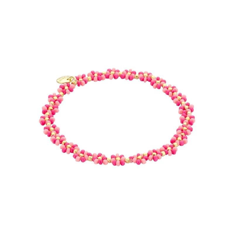 Biba: Armbandje bloemetjes - felroze en roze