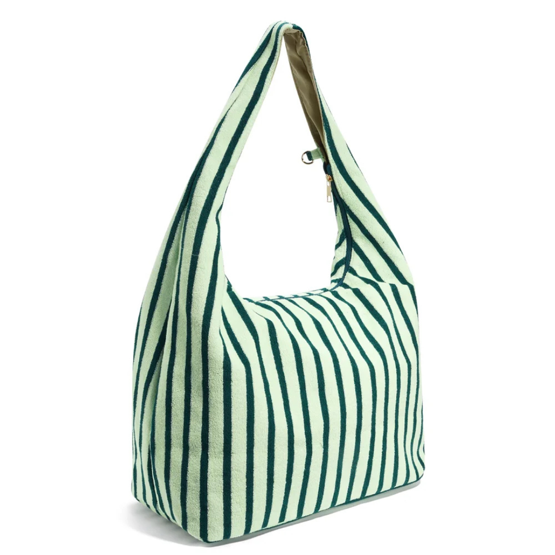 Yehwang: Shopper - badstof - groen/lichtgroen