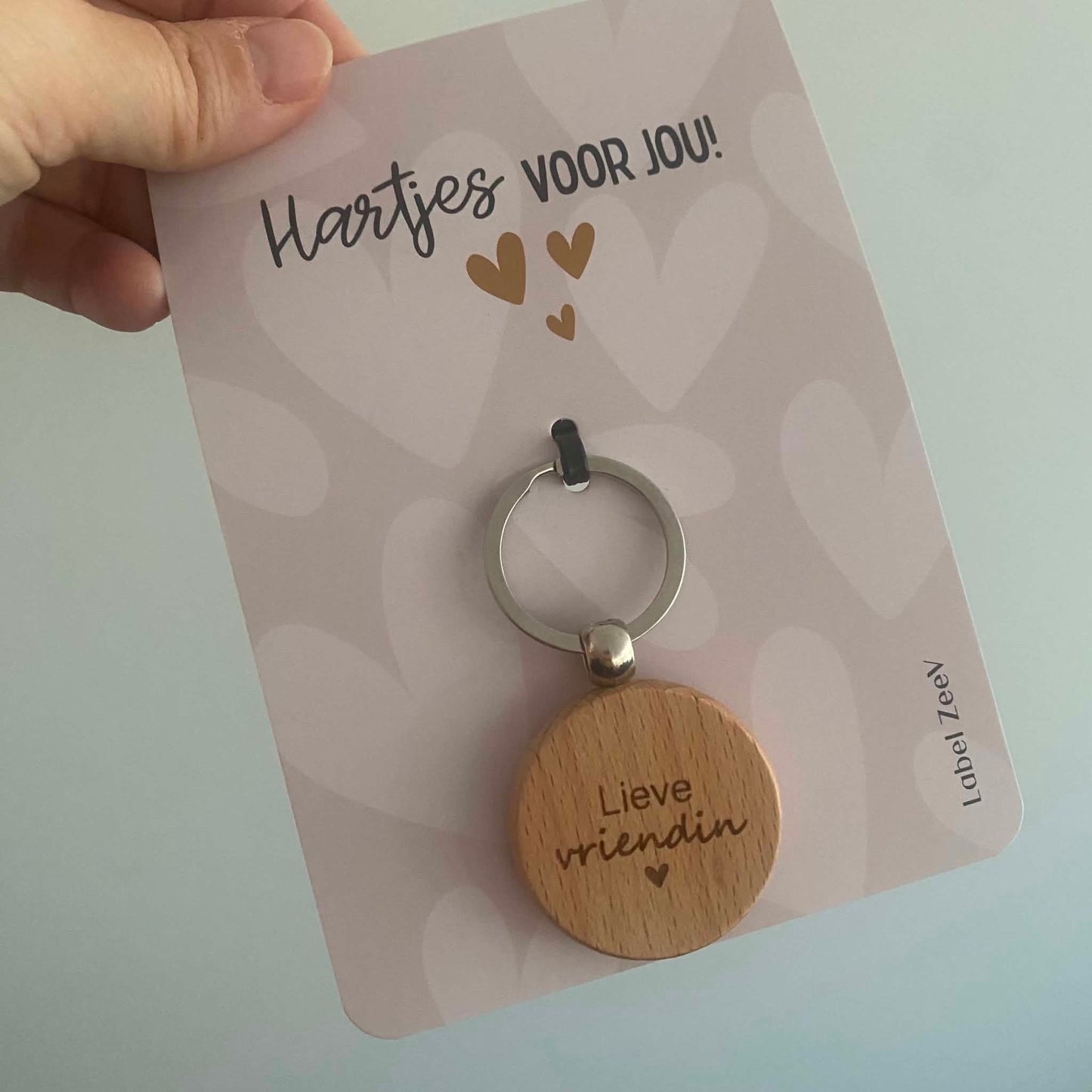 Label ZeeV: Sleutelhanger + kaart - Lieve vriendin