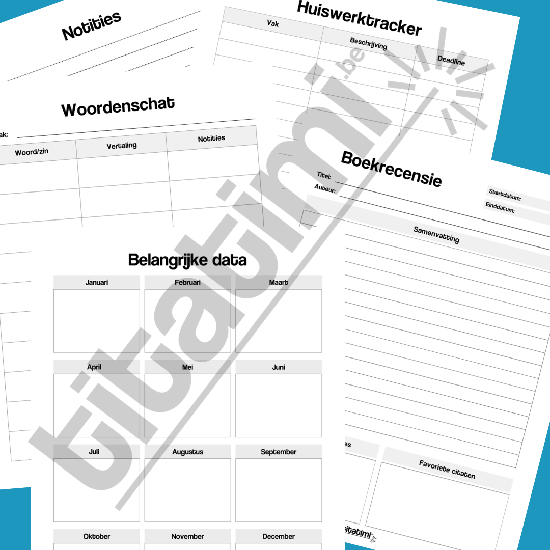 titatimi - printable - bundel studentenplanner