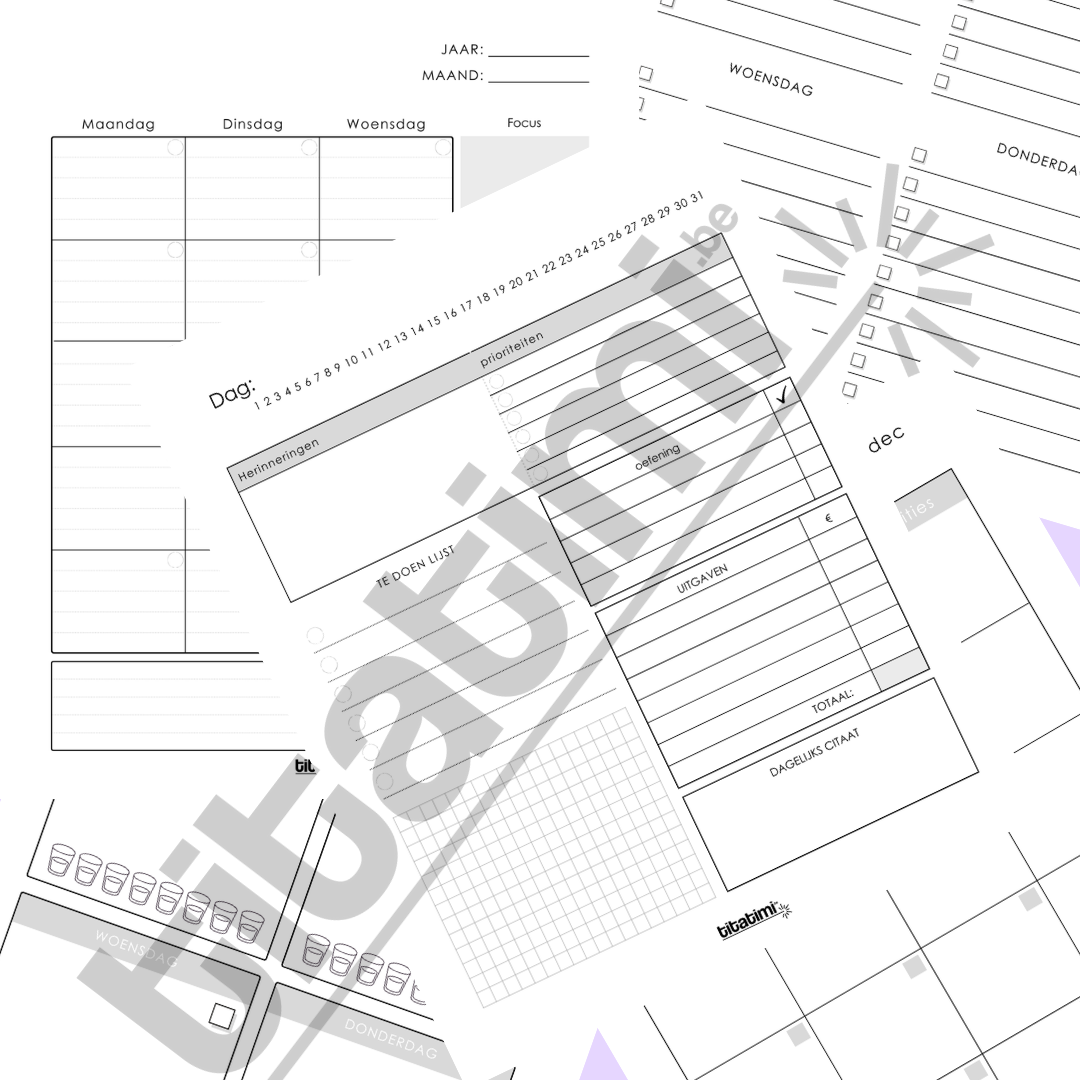 titatimi - printable - bundel dag, week en maandplanners