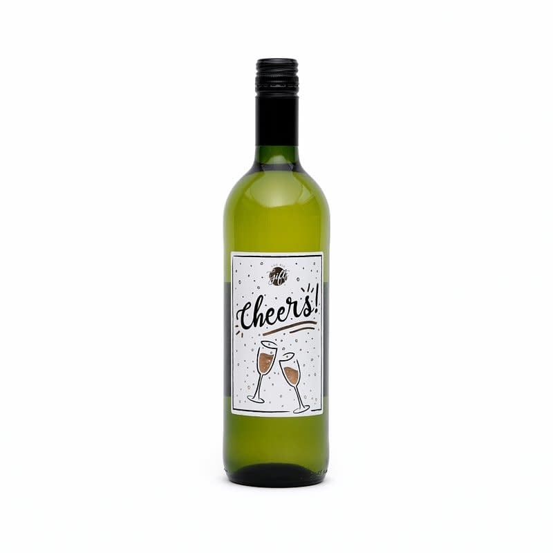 The big gifts: wijnfles wit "Cheers"