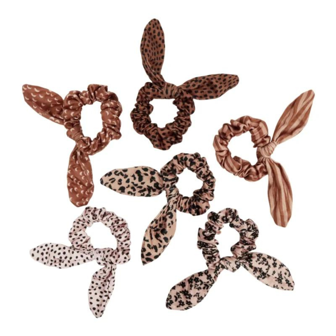 Van Pauline scrunchies - Stripe and moon (per 6)