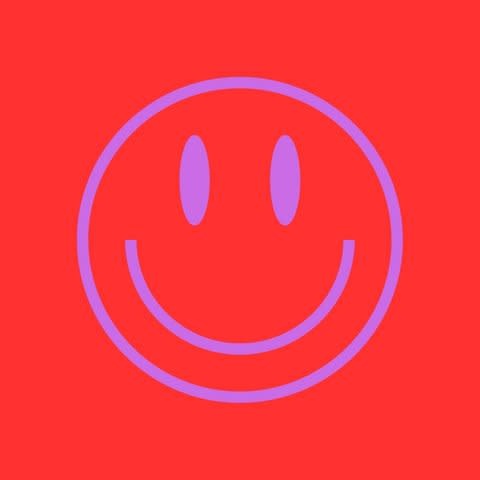 LE: tegeltje forex - smiley paars op rood
