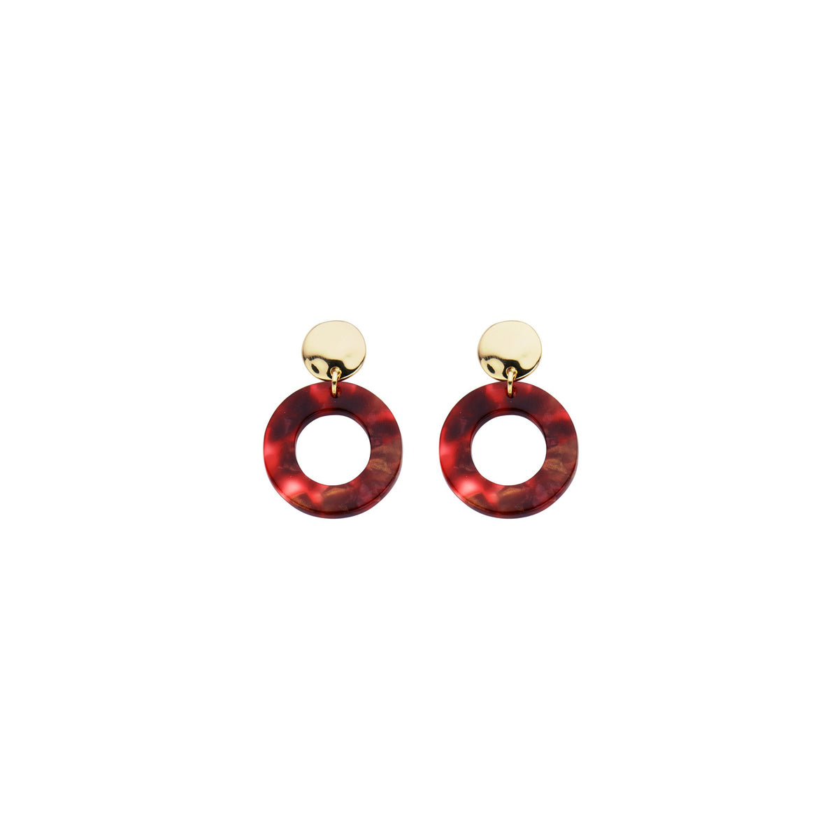 Ronde oorbellen in acryl - rood