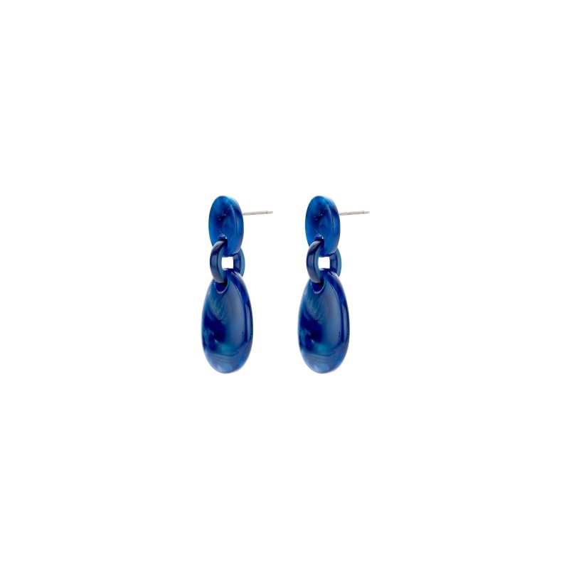 Ovale hangoorbellen in resin - blauw