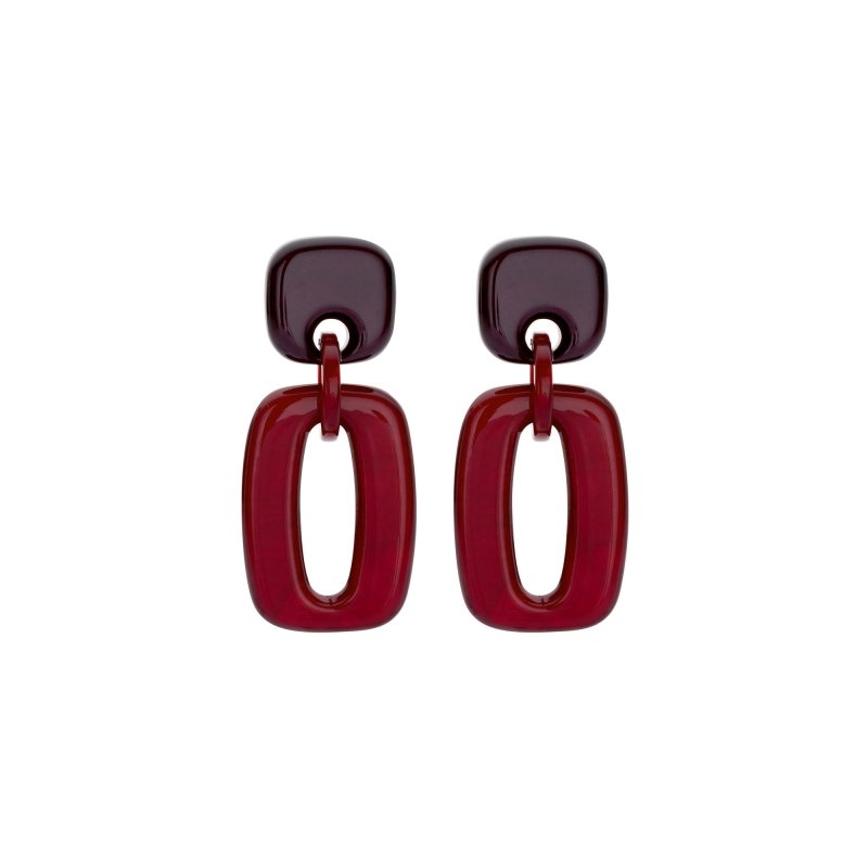 Biba: Oorbellen met ovale schakel - bordeaux