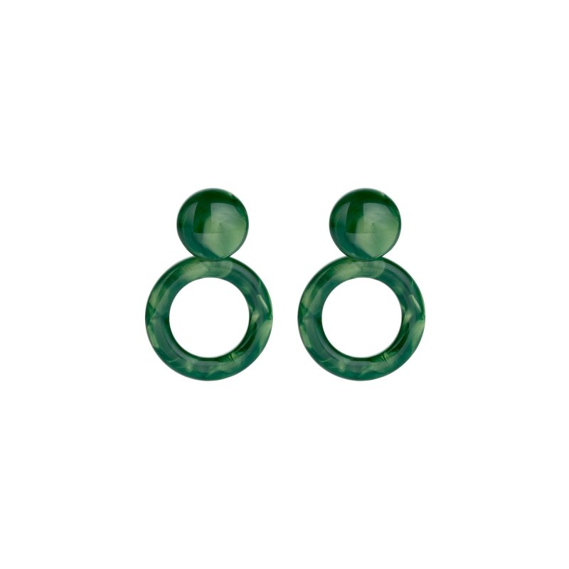 Oorbellen met bolletje en ring - groen