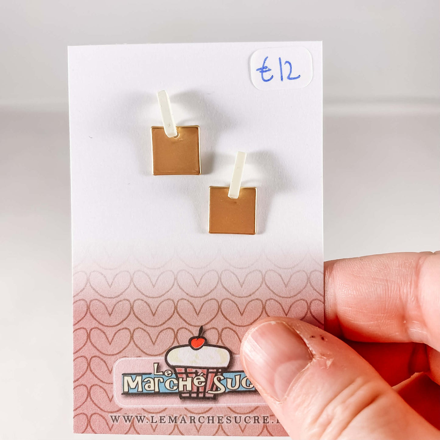 Le marché sucré: oorbellen goud en ecru