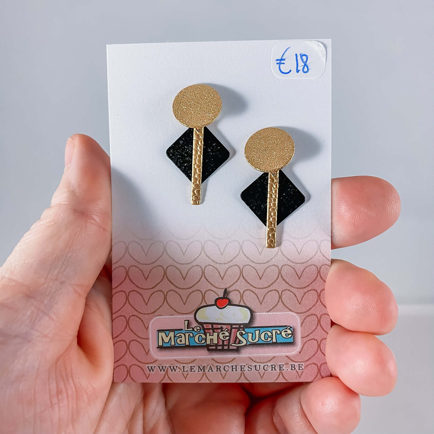 Le marché sucré: oorbellen - zwart en goud