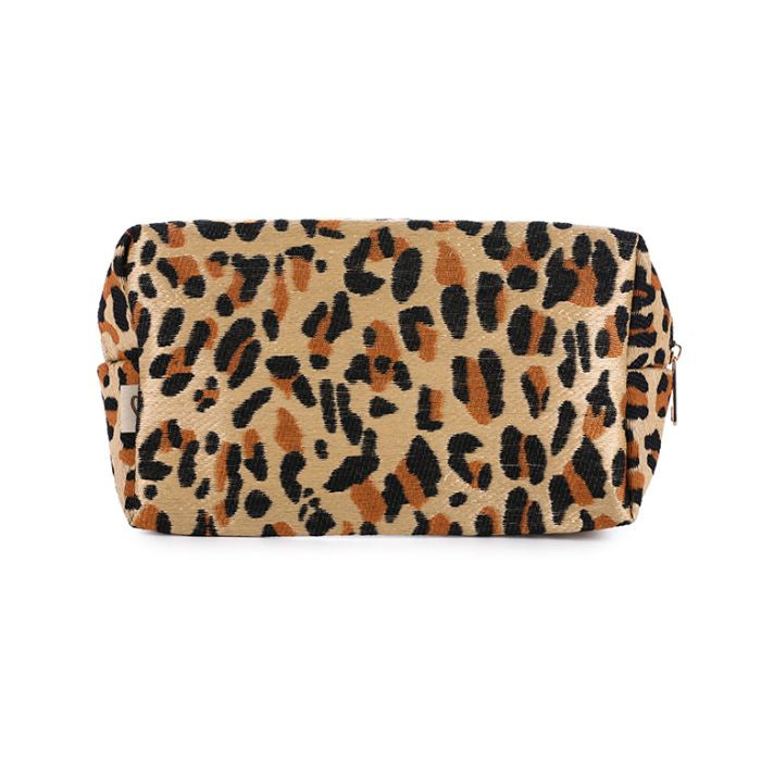 Make-up tasje met luipaardprint - kaki