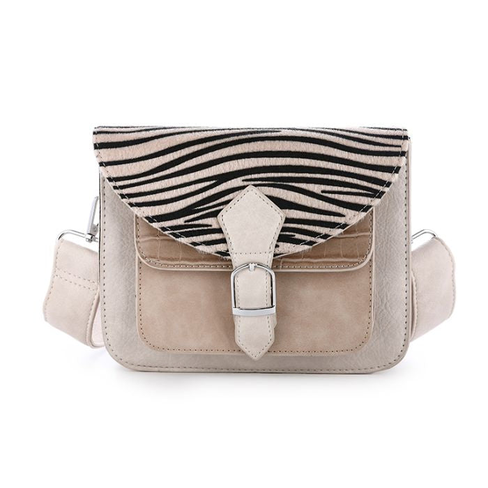 Schoudertasje zebraprint | Beige