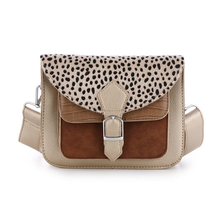 Crossbody tas met dierenprint - goud