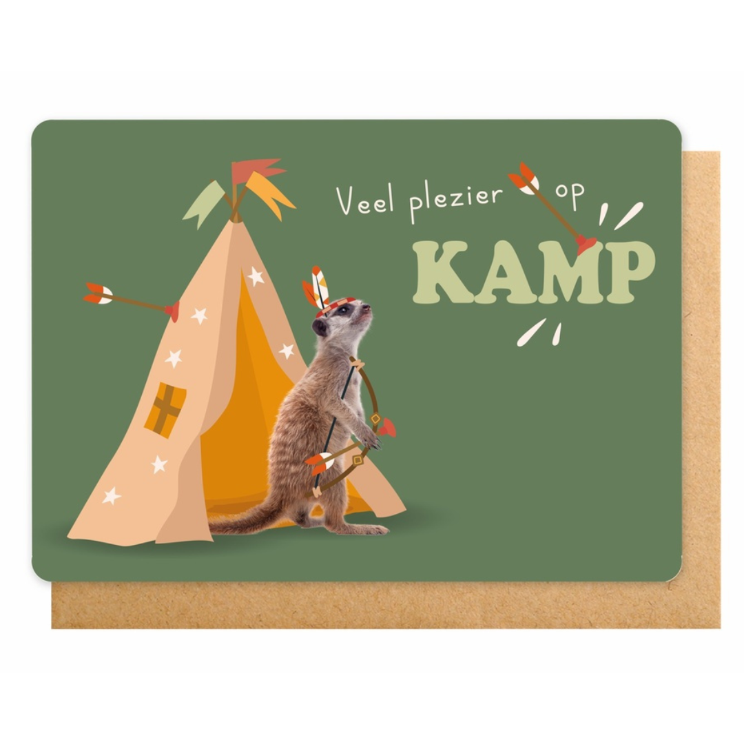 Dubbele wenskaart kamp - Veel plezier op kamp