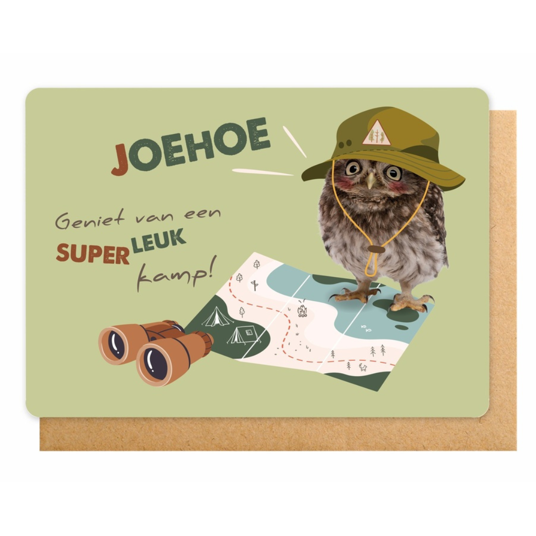 Dubbele wenskaart kamp - Joehoe Geniet van een super leuk kamp!