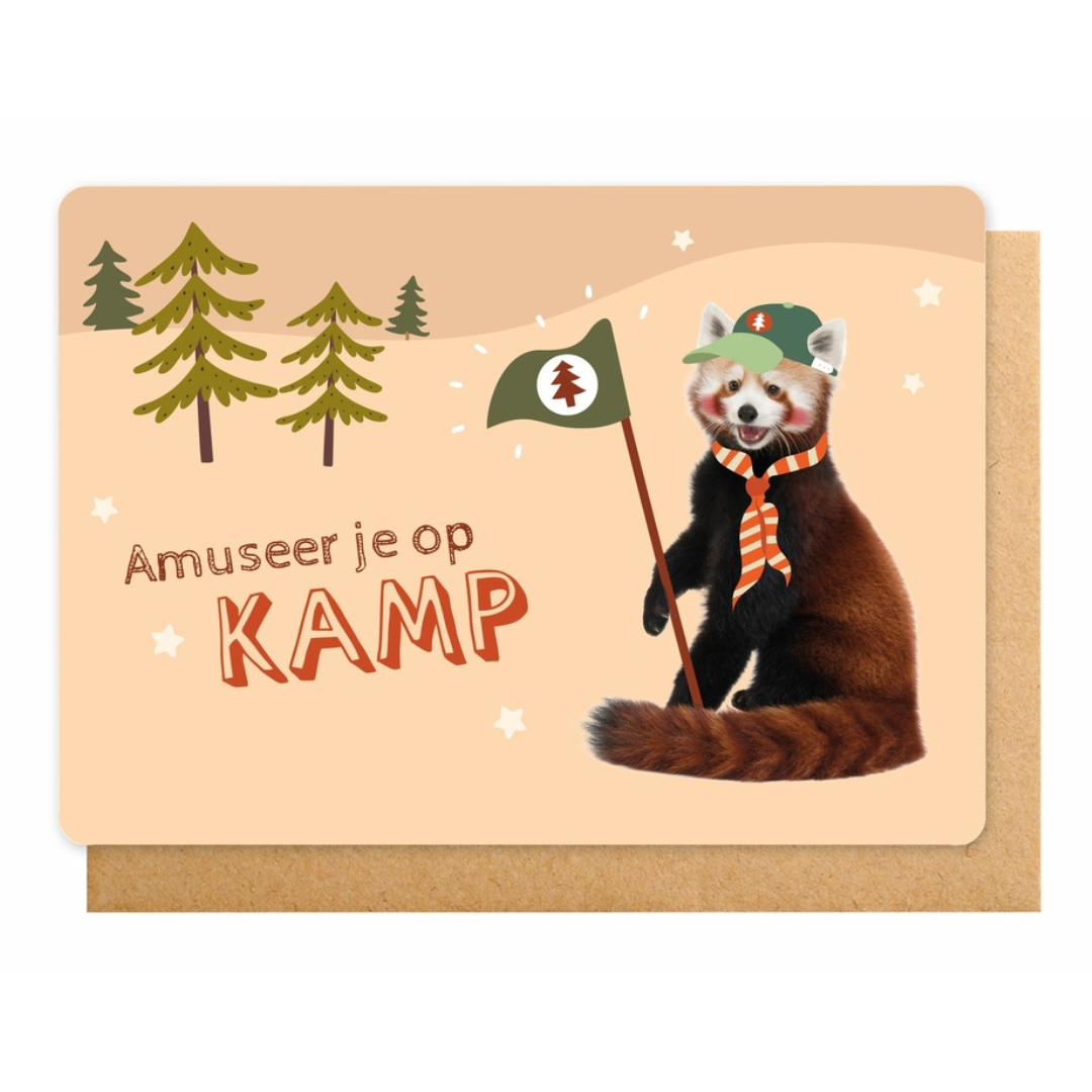 Dubbele wenskaart kamp - Amuseer je op kamp