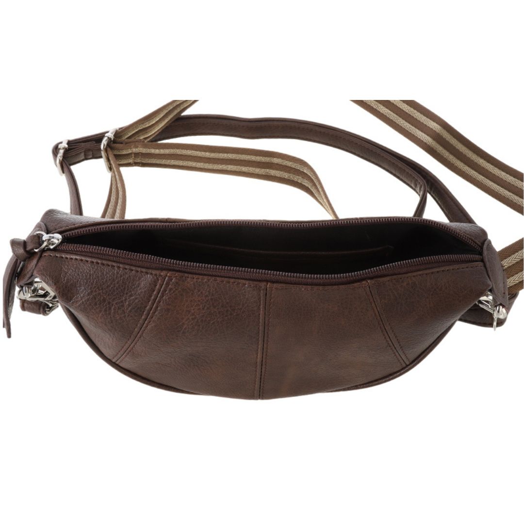Brentford handtas | half moon crossbody | bruin
