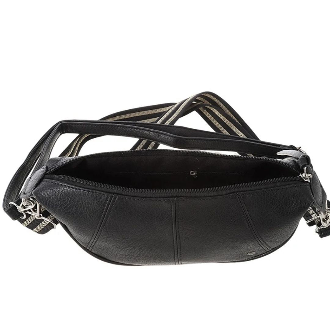 Brentford handtas | half moon crossbody | zwart
