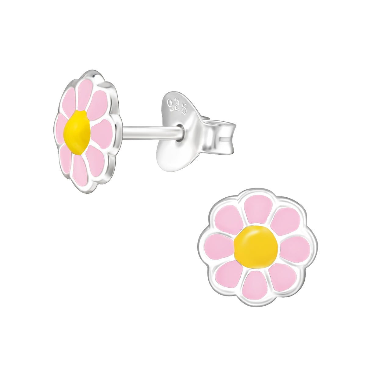 Precious jewels: Oorstekers - bloem roze en geel