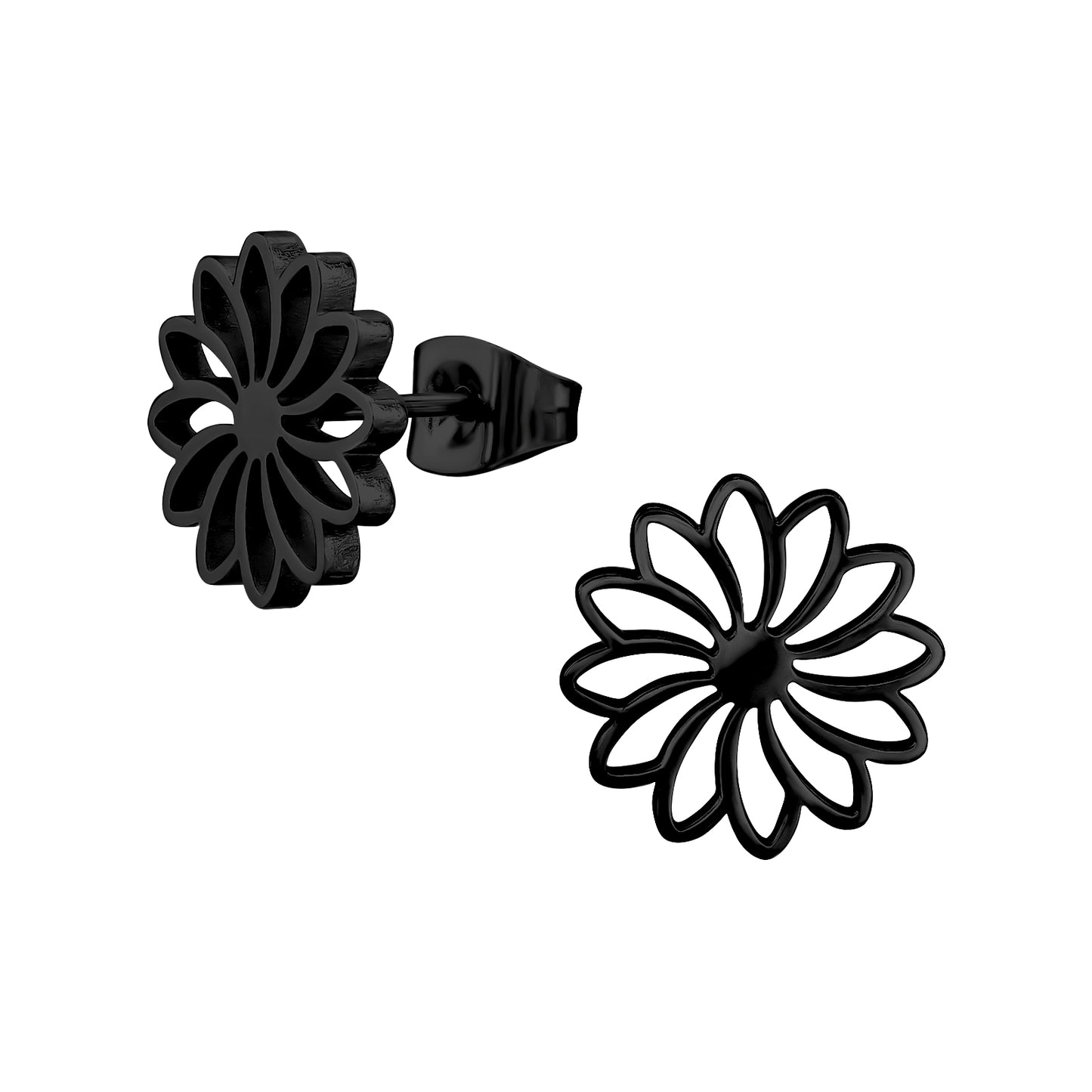 Precious jewels: Oorstekers - bloemen zwart