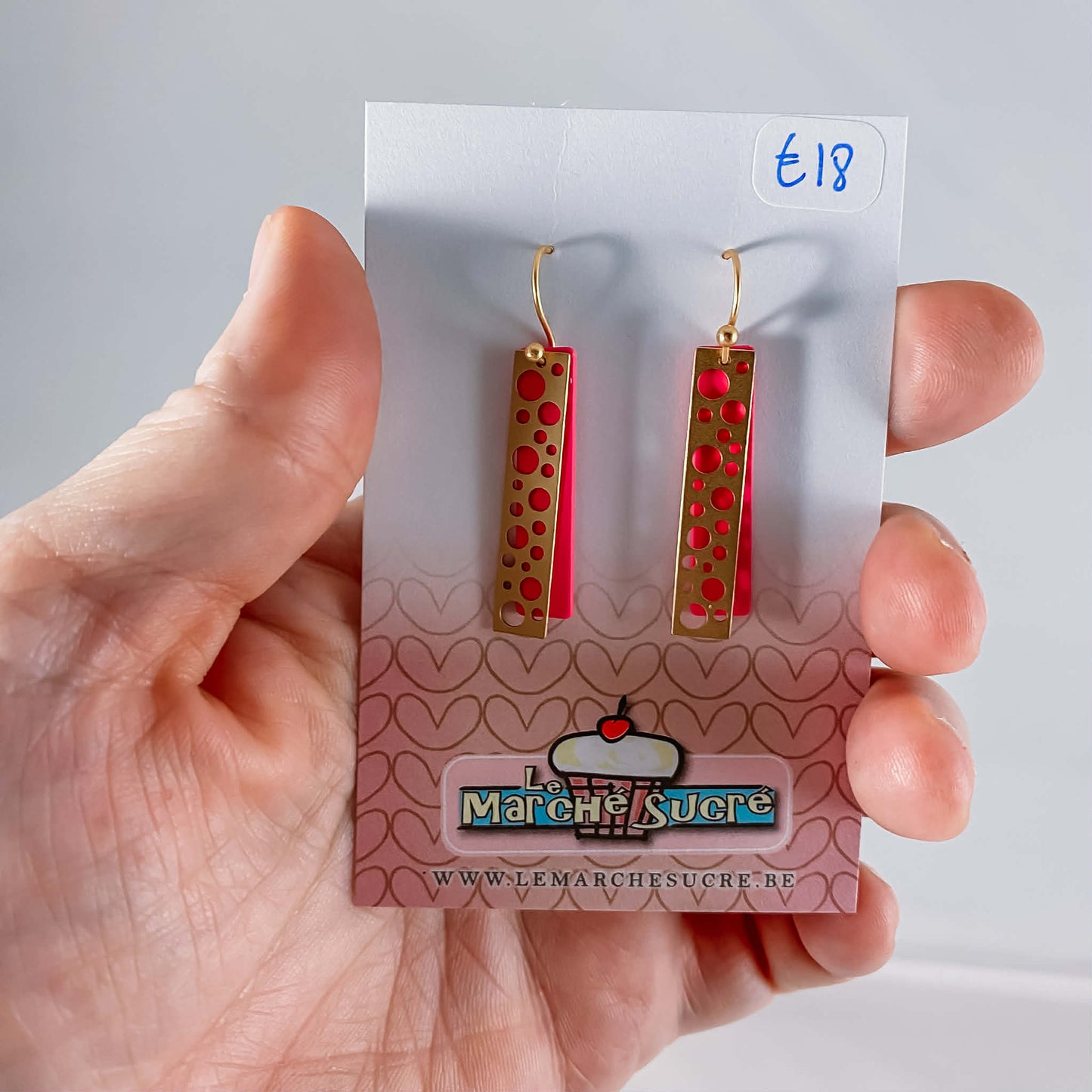 Le marché sucré: oorbellen - goud en felroze